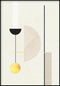 Cremefarbenes geometrisches Kunst-Poster aus echtem Gold